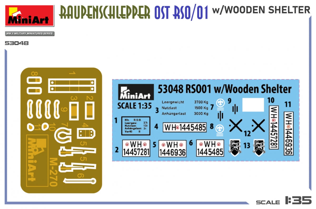 MiniArt 53048 Raupenschlepper OST RSO/01 w/ Wooden Shelter 1/35