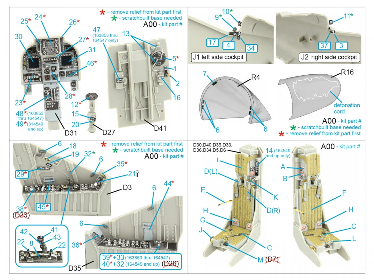 Quinta Studio QD32194 AV-8B Harrier II late 3D-Printed &amp;amp; colored Interior on decal paper (Trumpeter) 1/32 – immagine 2