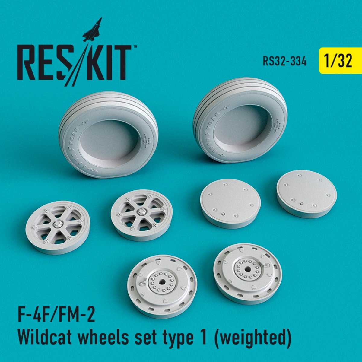 RESKIT RS32-0334 F4F/FM-2 "WILDCAT" WHEELS SET TYPE 1 (WEIGHTED) 1/32