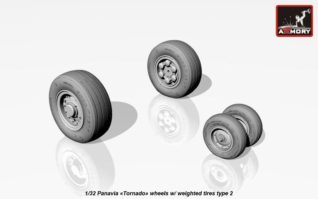 Armory Models AW32501b Panavia Tornado wheels, w/ tires type “b” (GY) 1/32 – image 4