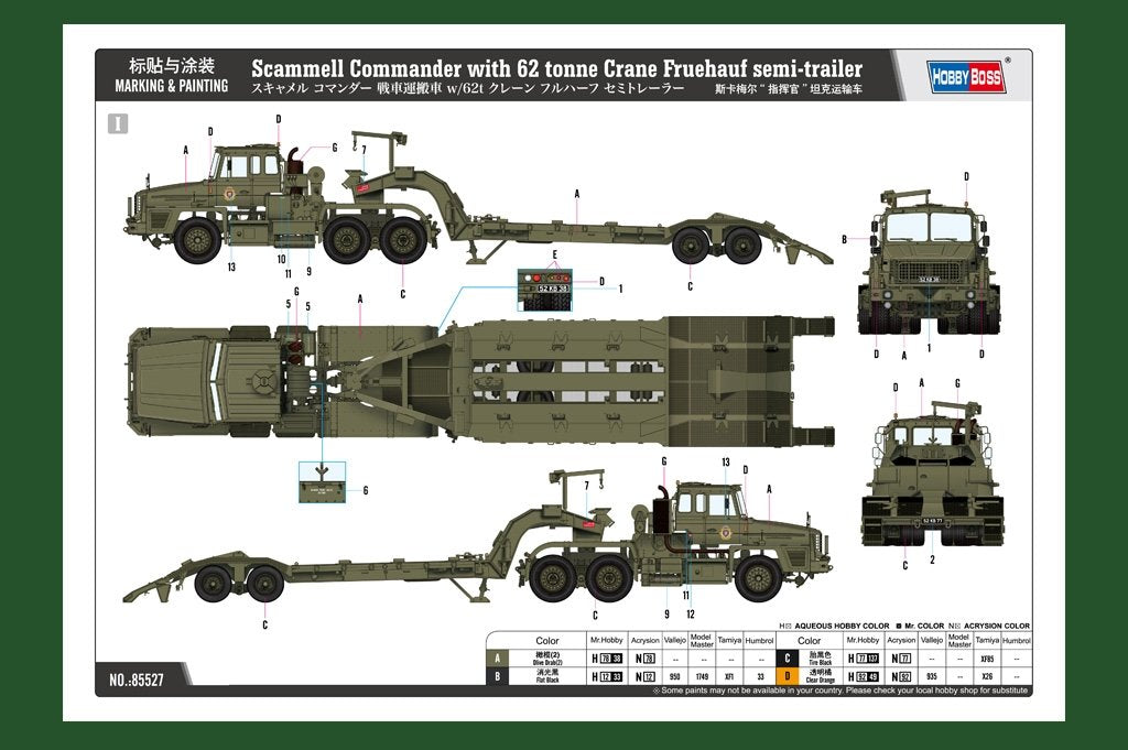 Hobby Boss 85527 Scammell Commander with 62 tonne Crane Fruehauf semi-trailer 1/35 – image 6