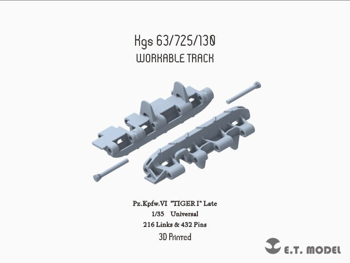 ET Model P35-003 WWII German TIGER I Late Workable Track (3D Printed) 1/35
