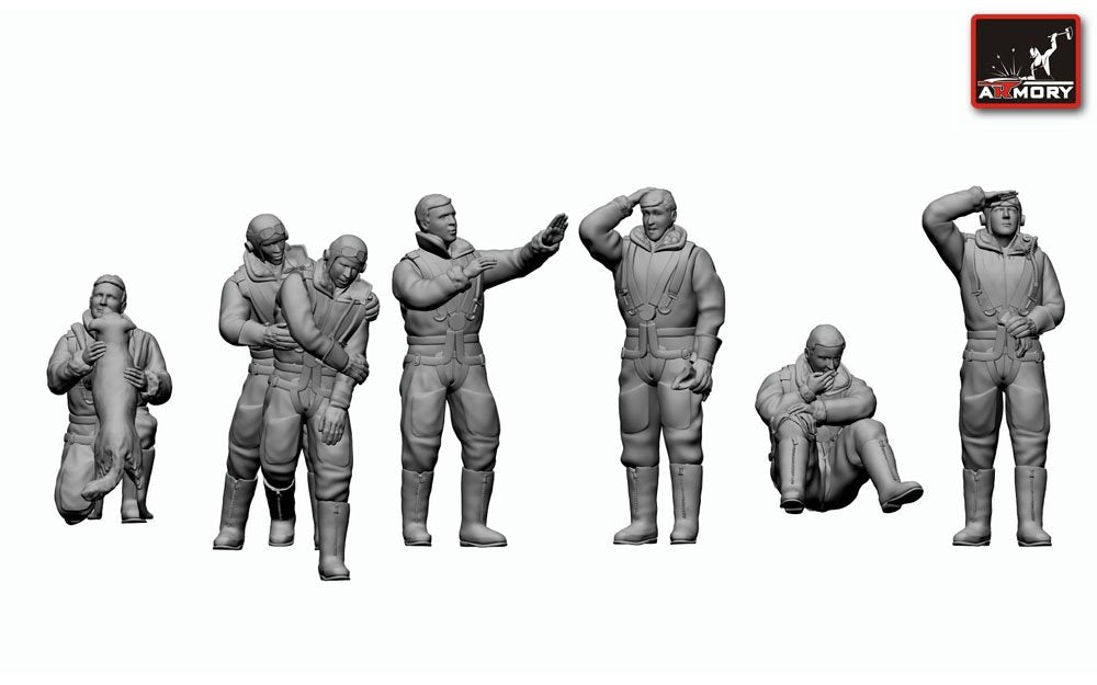 Armory Models F7224 RAF WWII heavy bomber crew in high altitude outfit, full set 1/72 – image 3