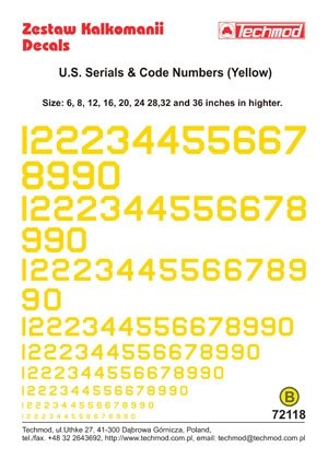 Techmod 72118 - U.S. Serial &amp;amp; Code Numbers 1/72 – zdjęcie 2