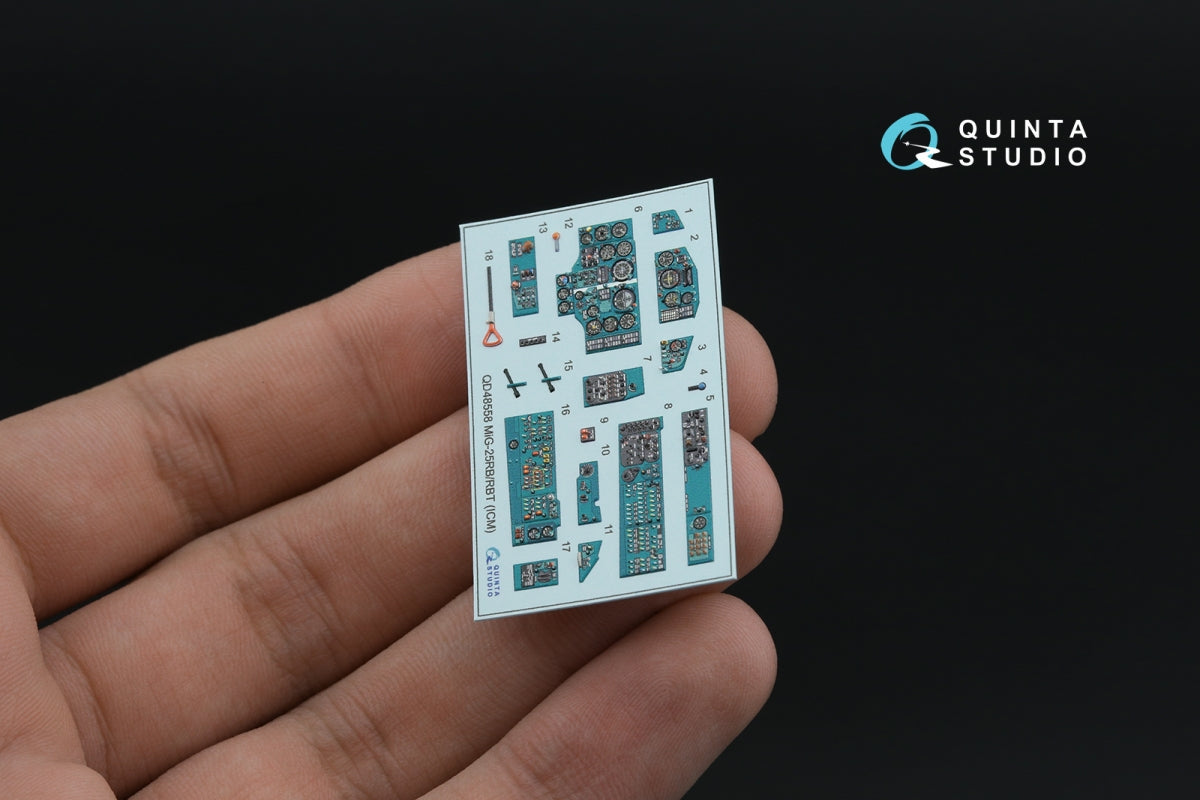 Quinta Studio QD+48558 MiG-25RB/MiG-25RBT 3D-Printed &amp;amp; colored Interior on decal paper (ICM) (with 3D-printed resin parts) 1/48 – obrázek 4
