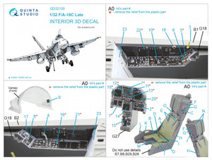 Quinta Studio QD32109 F/A-18C Late 3D-Printed &amp;amp; colored Interior on decal paper (Academy) 1/32 – image 12