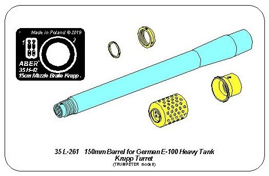 Aber 35L-261 150mm barrel with brake for German E-100 tank with Krupp turret 1/35 – Bild 3