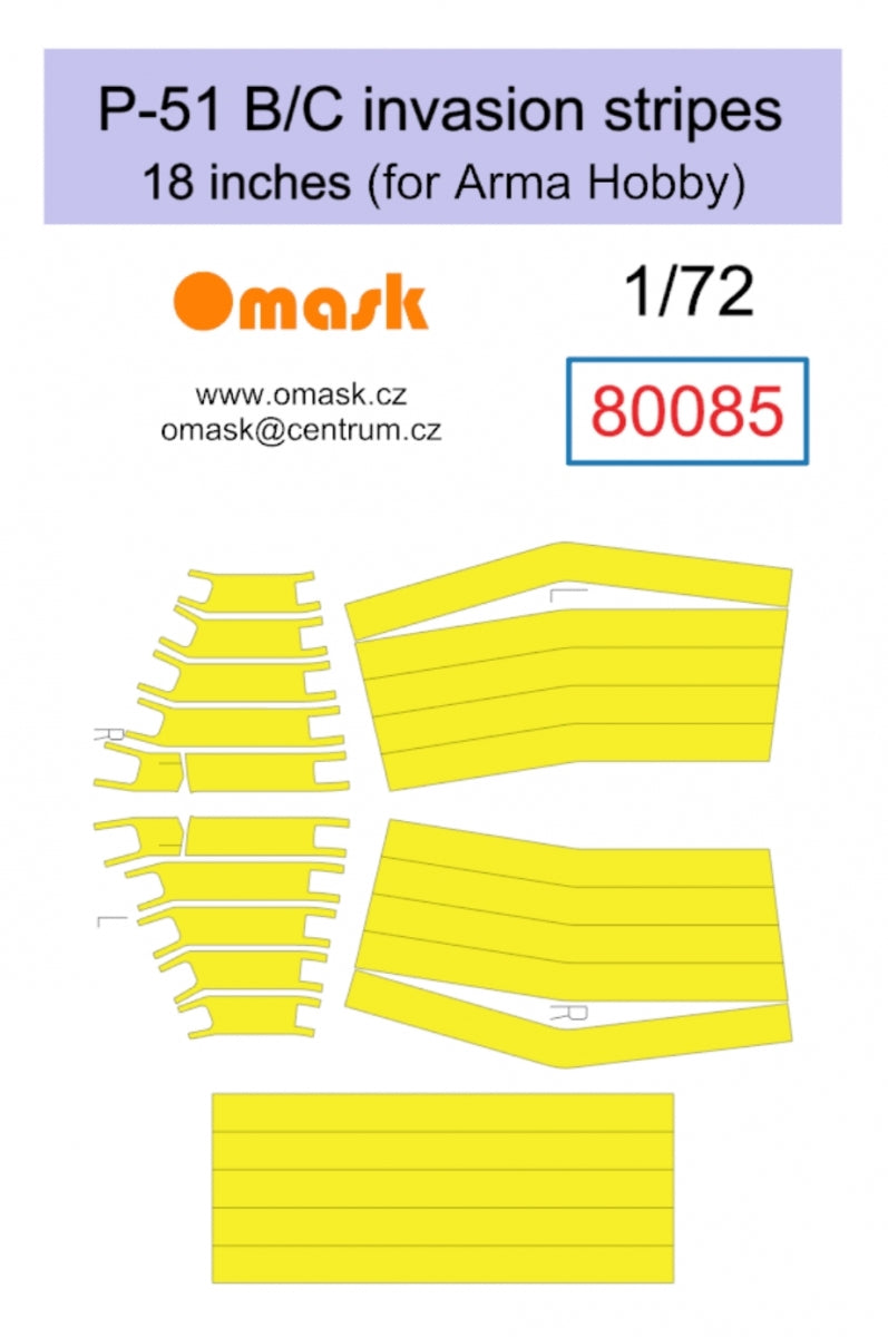Omask 80085 P-51 B/C invasion stripes 18 inches (for Arma Hobby) 1/72
