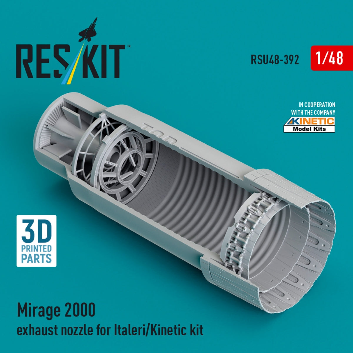 RESKIT RSU48-0392 Tuyère d'échappement Mirage 2000 pour kit Italeri/Kinetic (Impression 3D) 1/48