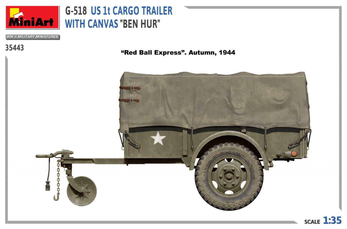MiniArt 35443 G-518 US 1t CARGO TRAILER WITH CANVAS BEN HUR 1/35 – zdjęcie 5