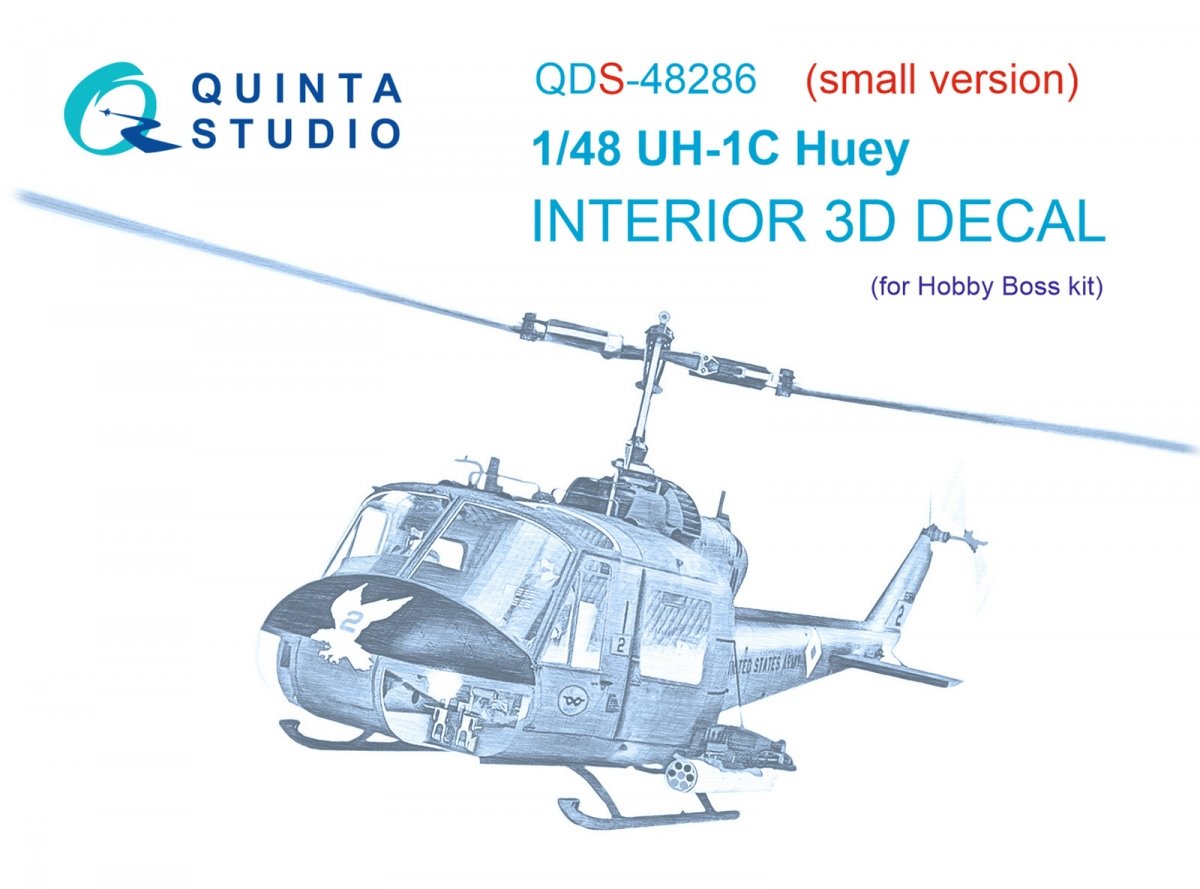 Quinta Studio QDS-48286 UH-1C 3D-Printed &amp; colored Interior on decal paper (HobbyBoss)(Small version) 1/48