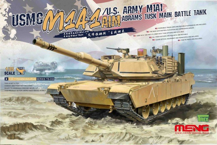 Meng Model TS-032 USMC M1A1 AIM/US Army M1A1 Abrams Tusk 1/35