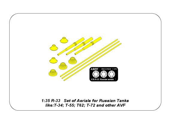Aber R-33 Set of aerials for Russian Tanks like: T-34; T-55; T62; T-72 and other AVF (1/35) – image 9