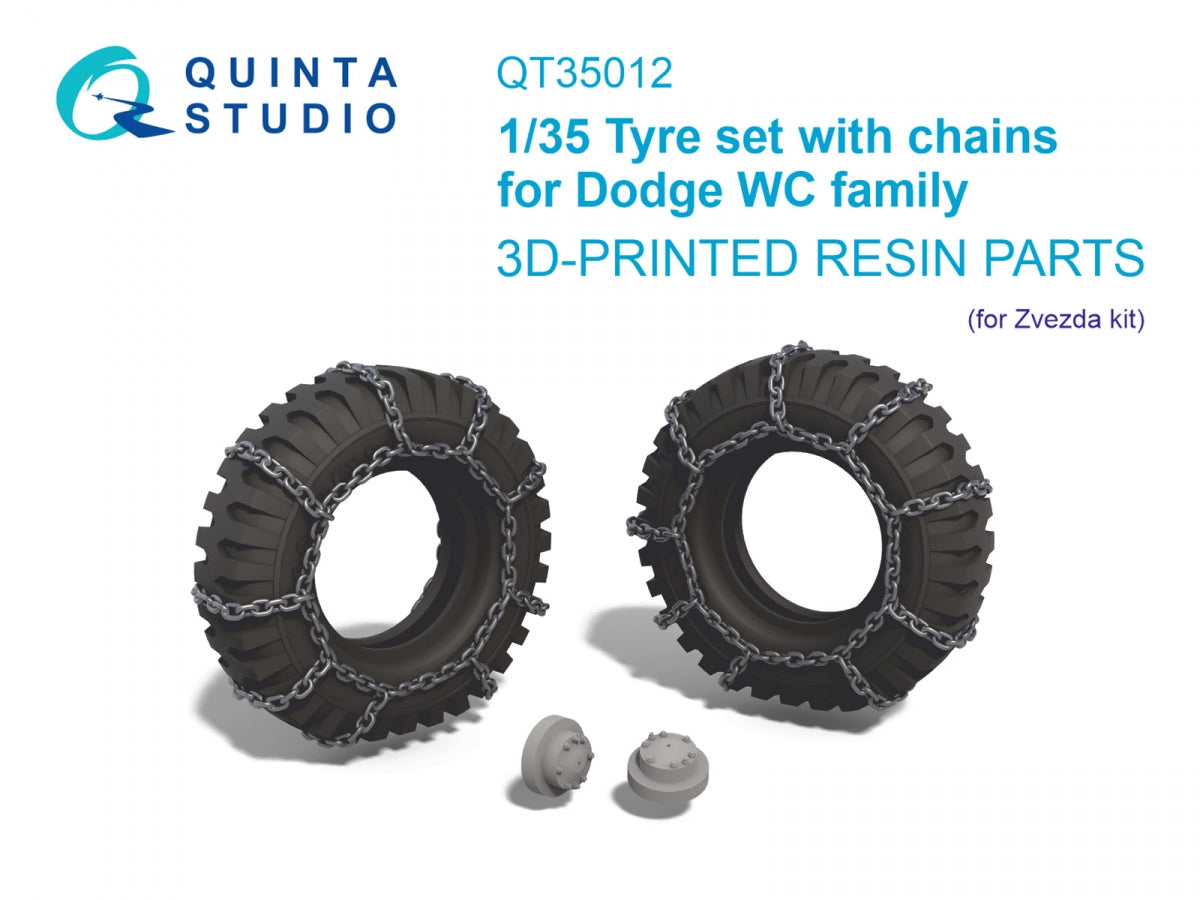 Quinta Studio QT35012 Dodge WC Family tire set with chains (Zvezda) 1/35
