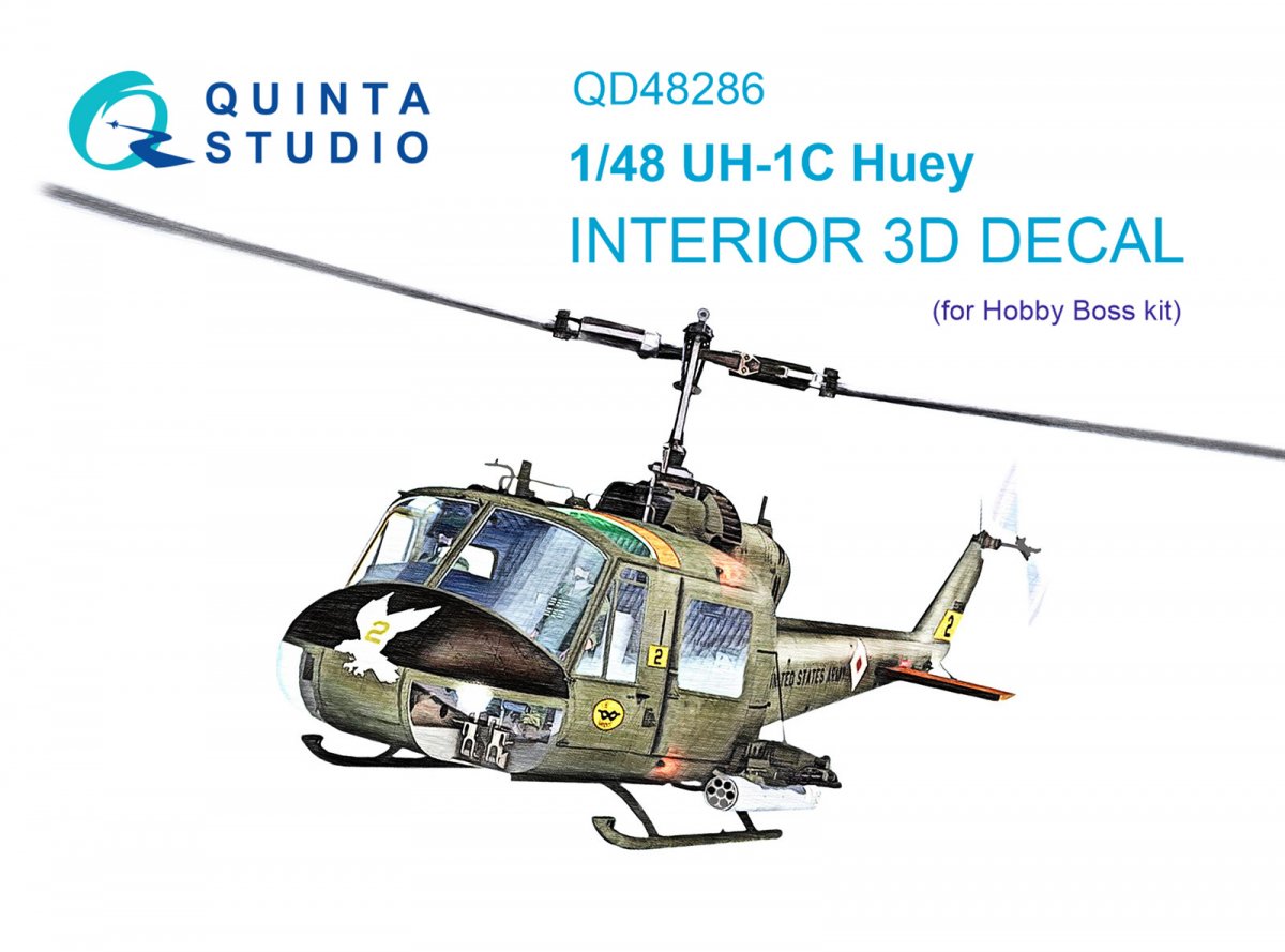 Quinta Studio QD48286 UH-1C 3D-Printed &amp;amp; colored Interior on decal paper (HobbyBoss) 1/48