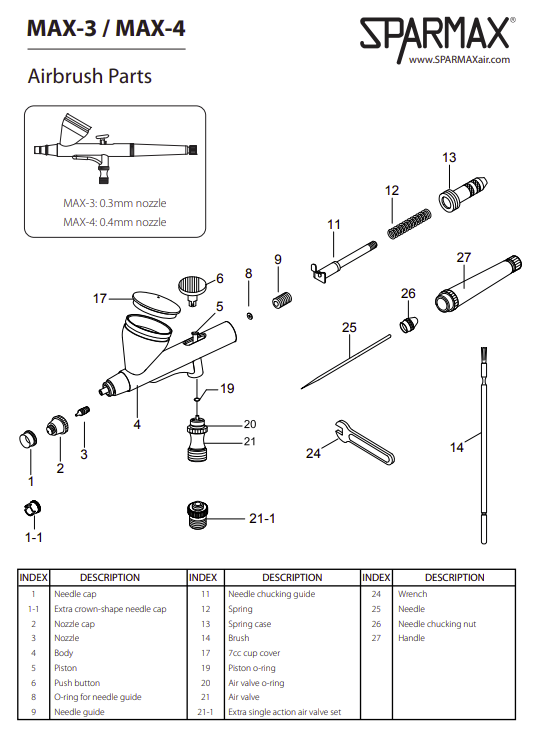 Sparmax MAX-4 Airbrush - Nozzle 0.4 mm – Bild 2