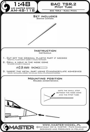 Master AM-48-118 BAC TSR.2 - Pilot Tube 1/48 – Bild 4