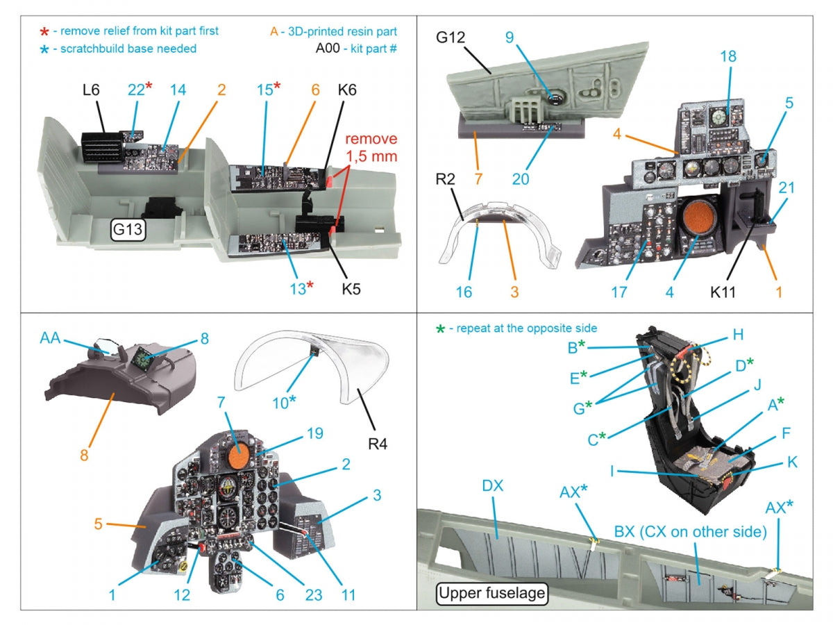 Quinta Studio QD+48489 F-4J Phantom II 3D-Printed &amp;amp; colored Interior on decal paper (Academy) (with 3D-printed resin parts) 1/48 – image 3