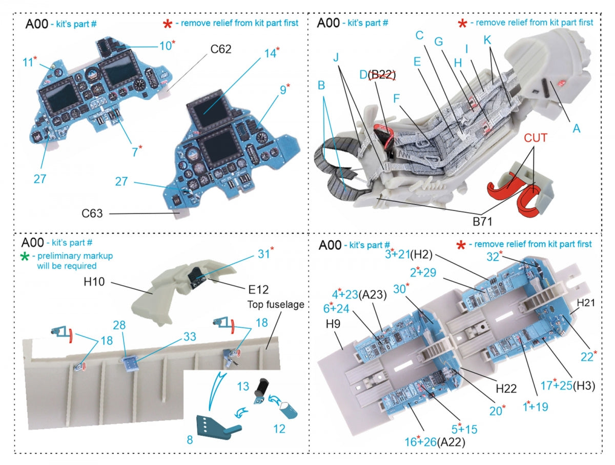 Quinta Studio QD48212 Su-30MKK 3D-Printed &amp;amp; colored Interior on decal paper (KittyHawk) 1/48 – Bild 2
