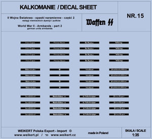 Weikert Decals DEC215 Shoulder Bands - Ribbons of German Divisions and Regiments ver.1 - vol.15 1/35