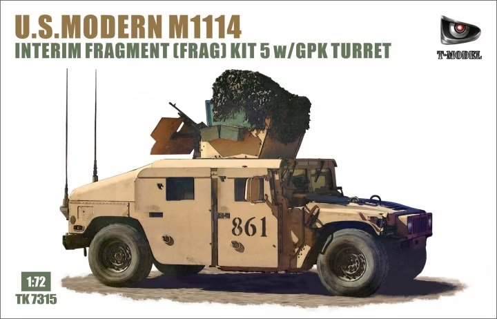 T-Model TK7315 US Modern M1114 HMMWV Interim Fragment ( Frag ) Kit 5 in GPK Turret 1/72
