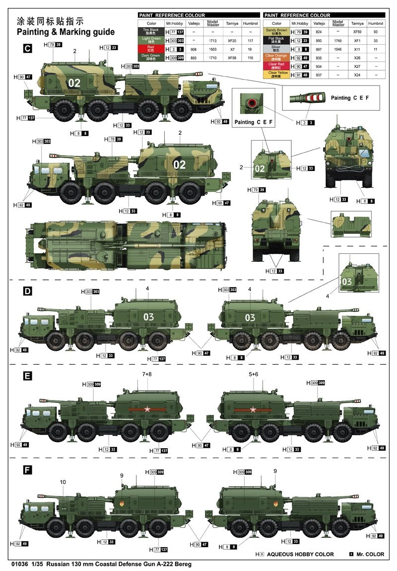 Trumpeter 01036 Russian 130mm Coastal Defense Gun A-222 Bereg 1/35 – image 2