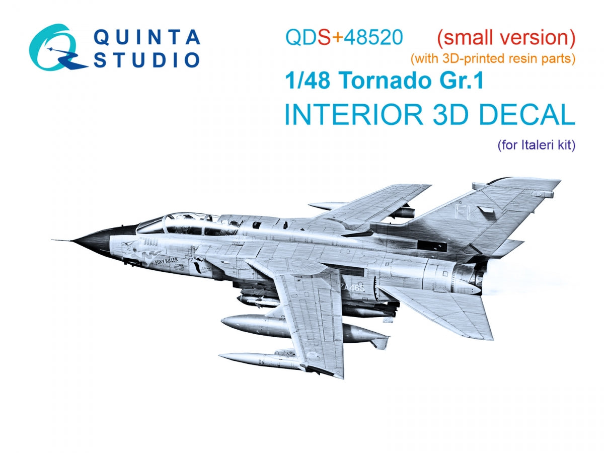 Quinta Studio QDS+48520 Tornado Gr.1 3D-Printed coloured Interior on decal paper (Italeri) (small version) (with 3D-printed resin parts) 1/48