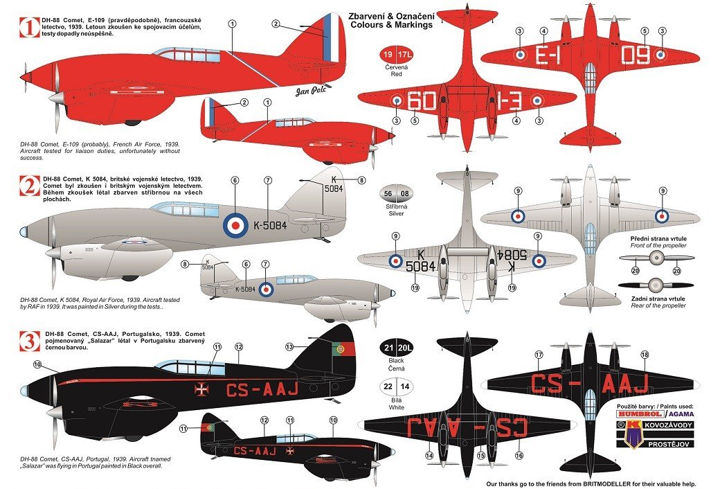 Kozavody Prostejov KPM0101 DH-88 Comet in RAF and Foreign Service 1/72 – image 2