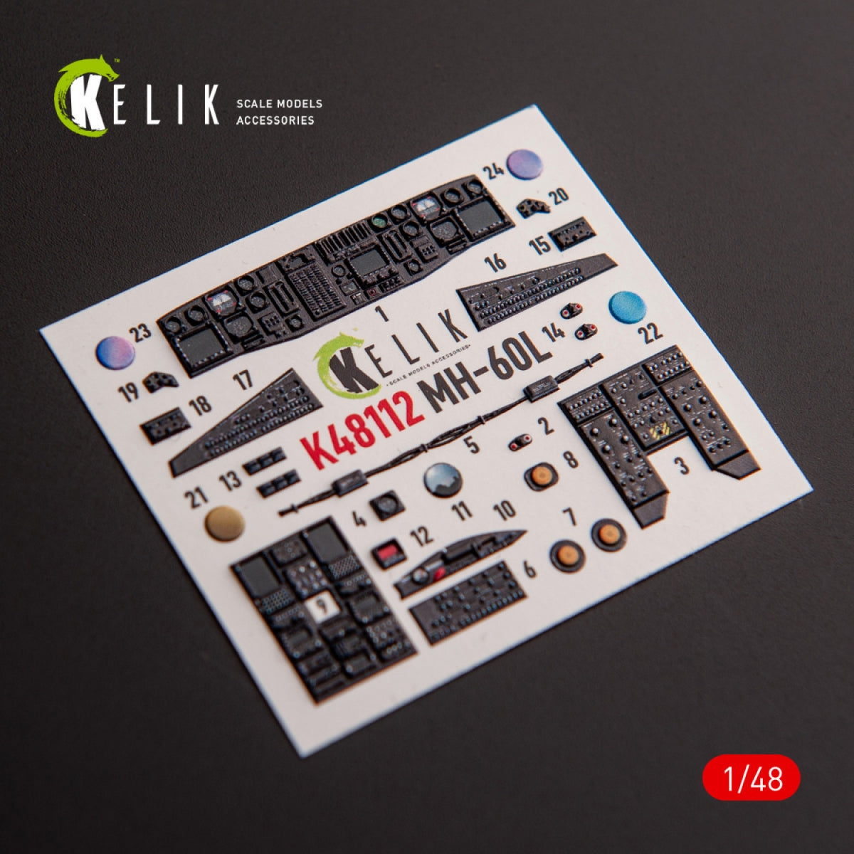 KELIK K48112 MH-60L Black Hawk - interior 3D decals for ICM kit 1/48 – image 3