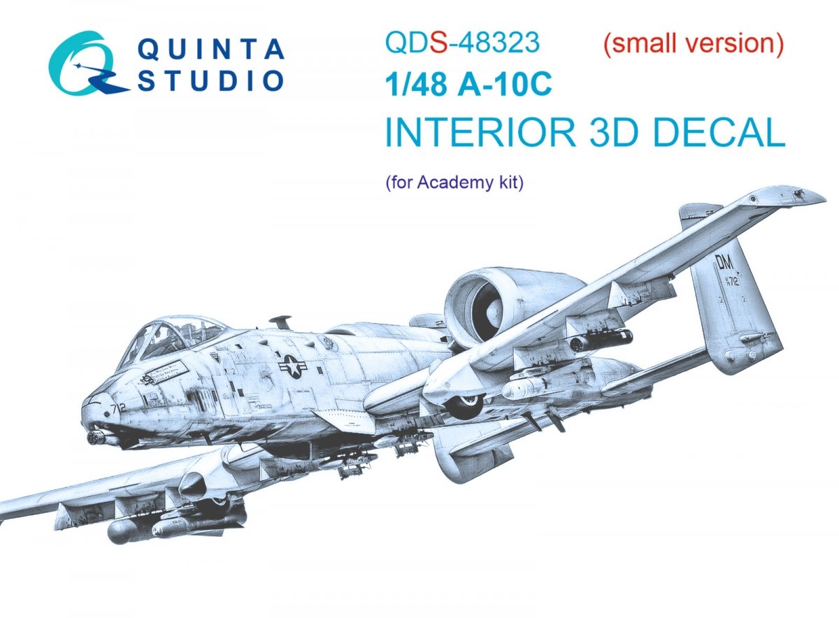 Quinta Studio QDS-48323 A-10C 3D-Printed &amp;amp; colored Interior on decal paper (Academy) (Small version) 1/48