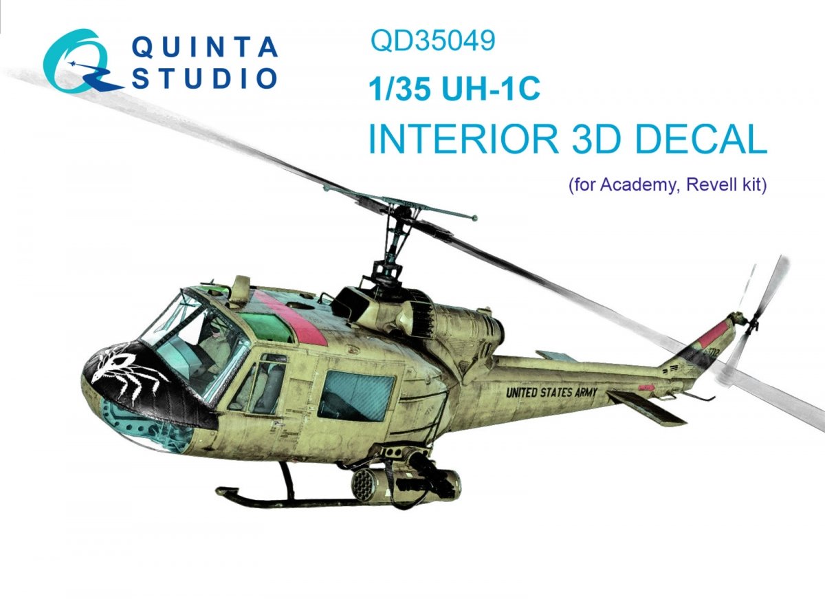 Quinta Studio QD35049 UH-1C 3D-Printed &amp;amp; colored Interior on decal paper (Academy) 1/35