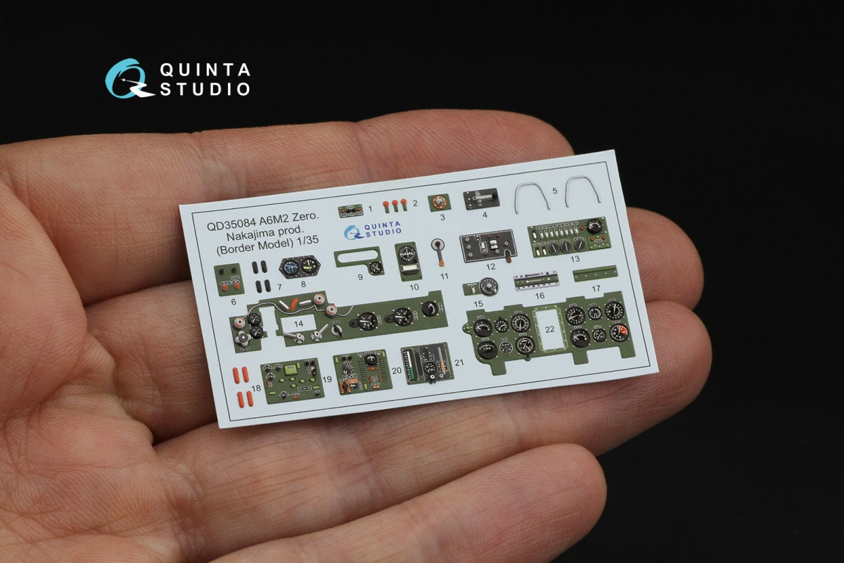 Quinta Studio QD35084 A6M2 Zero (Nakajima Prod.) 3D-Printed &amp;amp; colored Interior on decal paper (Border Model) 1/35 – obrázek 3
