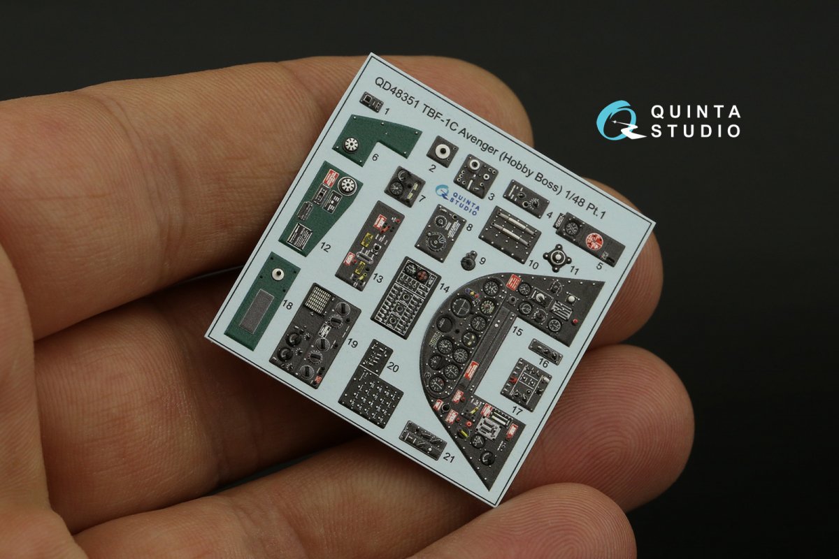 Quinta Studio QD48351 TBF-1C 3D-Printed &amp;amp; colored Interior on decal paper (Hobby Boss) 1/48 – obrázek 3