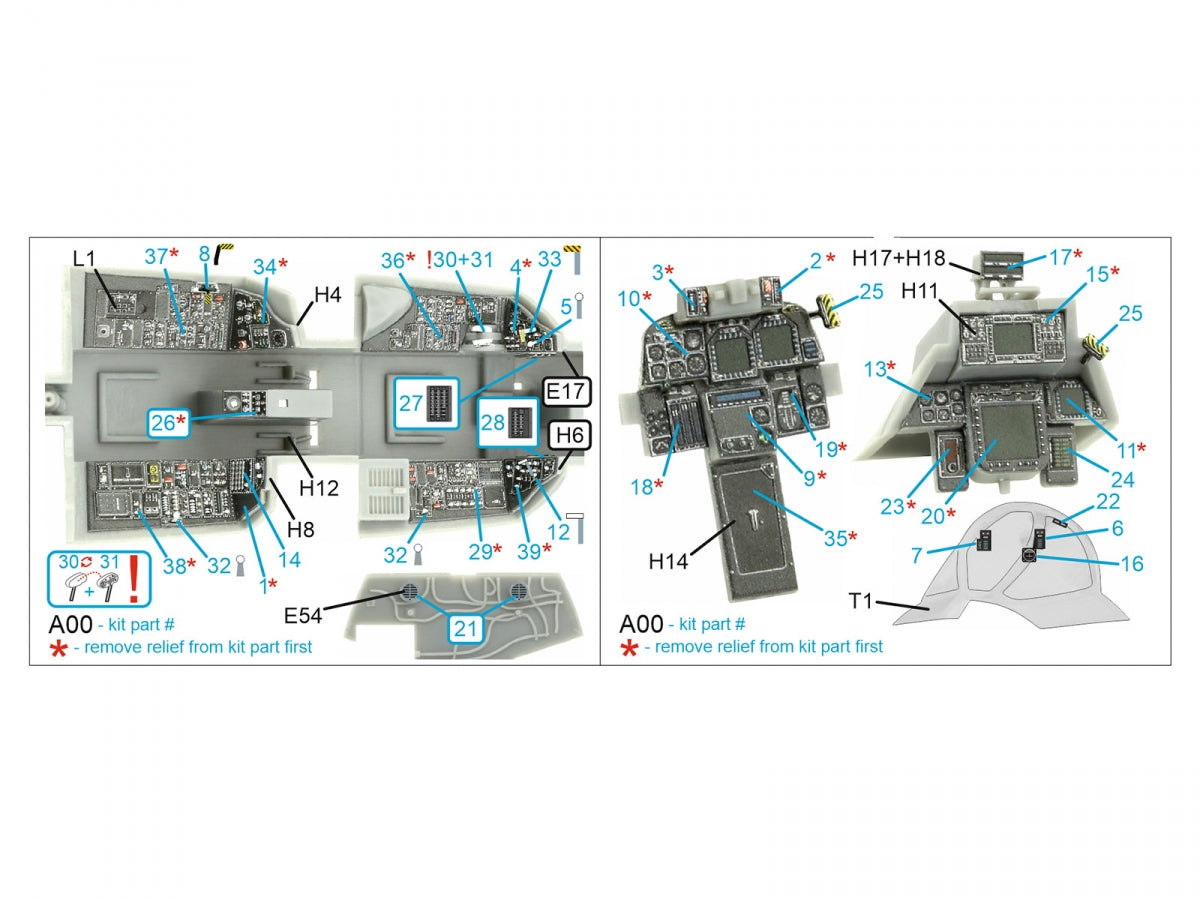 Quinta Studio QDS-48405 F-14D 3D-Printed &amp;amp; colored Interior on decal paper (Hobby Boss) (Small version) 1/48 – image 2