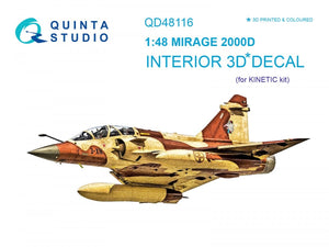 Quinta Studio QD48116 Mirage 2000D 3D-Printed &amp;amp; colored Interior on decal paper (for Kinetic kit) 1/48
