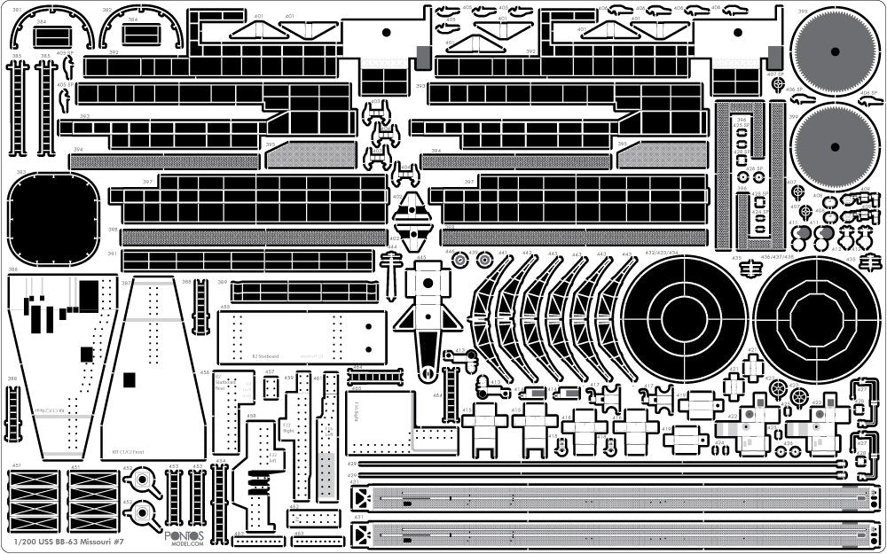 Pontos 23002F1 USS BB-63 Missouri 1945 Detail Up Set (Teak tone stained wooden deck) 1/200 – immagine 11