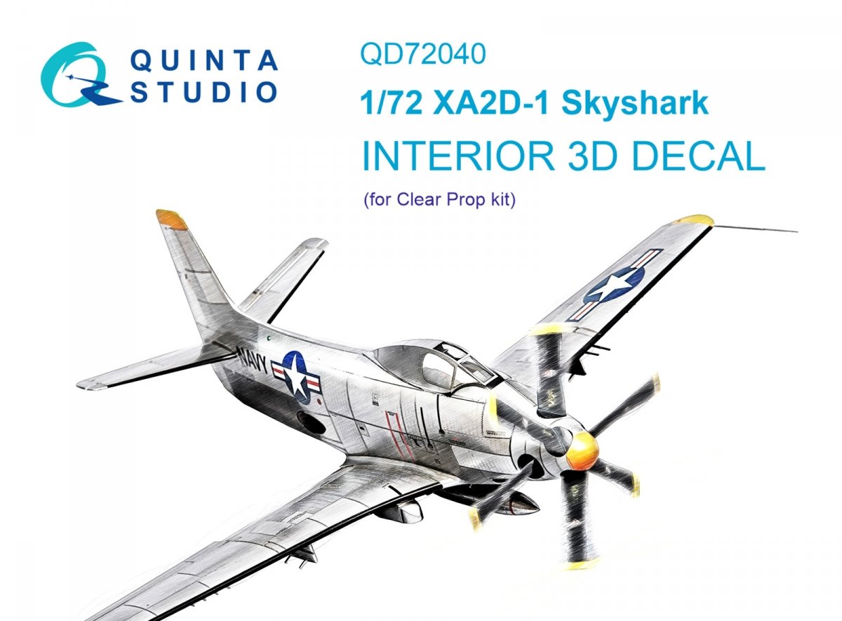 Quinta Studio QD72040 XA2D-1 3D-Printed &amp; colored Interior on decal paper (Clear Prop) 1/72
