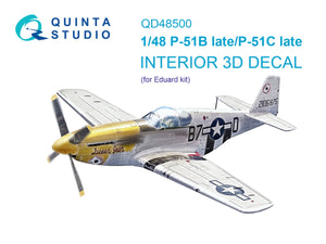 Quinta Studio QD48500 P-51B late/P-51C Late 3D-Printed colored Interior on decal paper (Eduard) 1/48