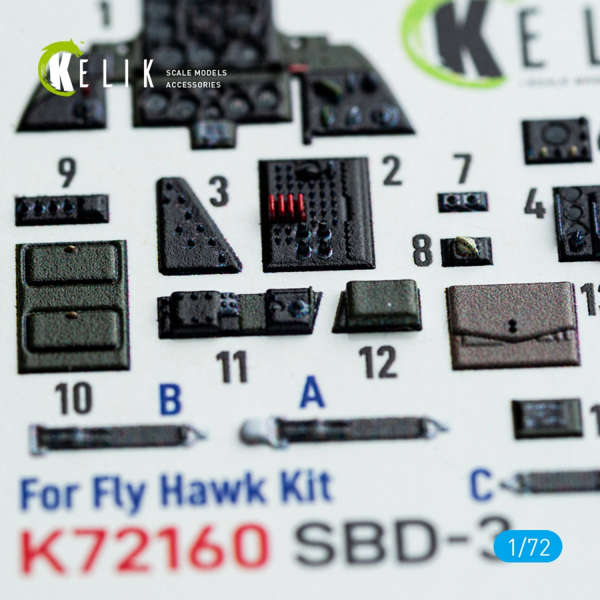 Kelik K72160 SBD-3 Dauntless - interior 3D decals for FlyHawk kit 1/72