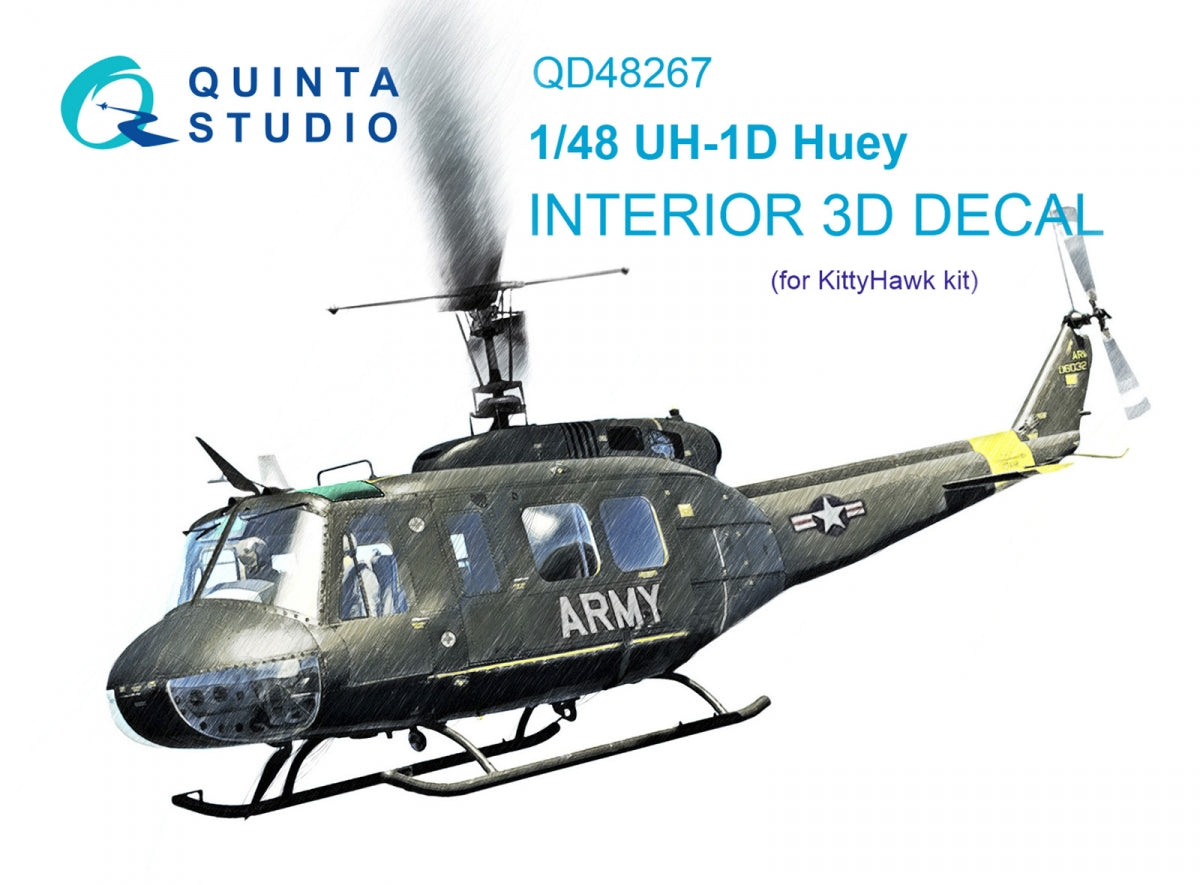 Quinta Studio QD48267 UH-1D 3D-Printed colored Interior on decal paper (KittyHawk) 1/48