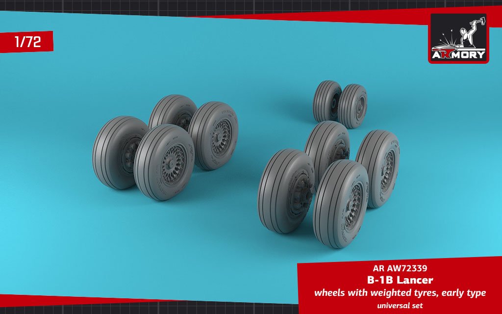 Armory Models AW72339 B-1B Lancer wheels w/ weighted tires, early 1/72 – obrázek 4
