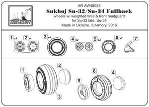 Armory Models AW48025 Sukhoj Su-32FN / Su-34 Fullback wheels w/ weighted tires 1/48 – immagine 2