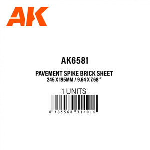 AK Interactive AK6581 PAVEMENT SPIKE BRICK SHEET 245 X 195MM / 9.64 X 7.68 “ TEXTURED STYRENE SHEET – 1 UNIT – image 3