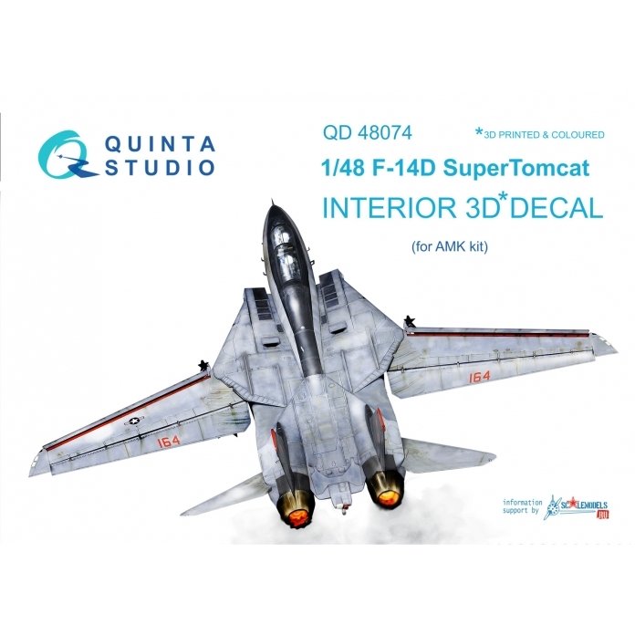 Quinta Studio QD48074 F-14D 3D-Printed &amp;amp; colored Interior on decal paper (for AMK kit) 1/48
