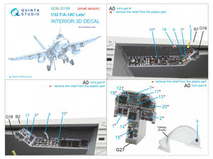 Quinta Studio QDS-32109 F/A-18C Late 3D-Printed &amp;amp; coloured Interior on decal paper (Academy) (Small version) 1/32 – zdjęcie 6