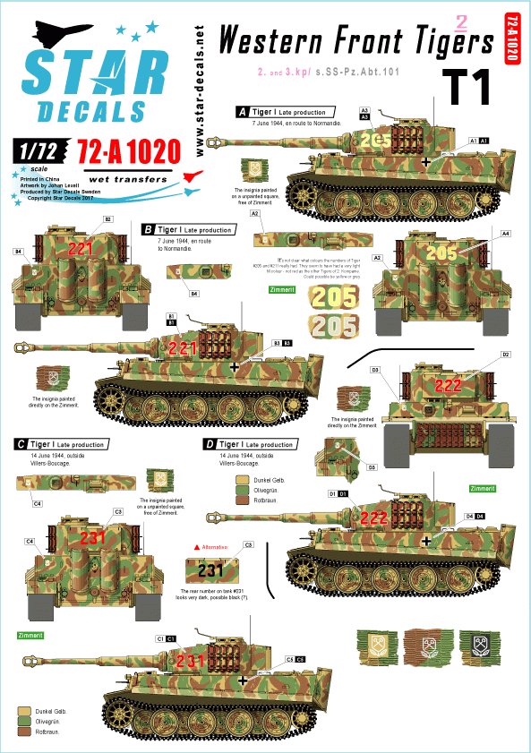 Star Decals 72-A1020 Western Front Tigers #2 1/72