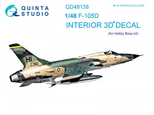 Quinta Studio QD48138 F-105D 3D-Printed &amp;amp; colored Interior on decal paper (for HobbyBoss kit) 1/48
