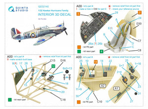 Quinta Studio QD32140 Hawker Hurricane Family 3D-Printed &amp;amp; colored Interior on decal paper (Fly) 1/32 – obrázek 12