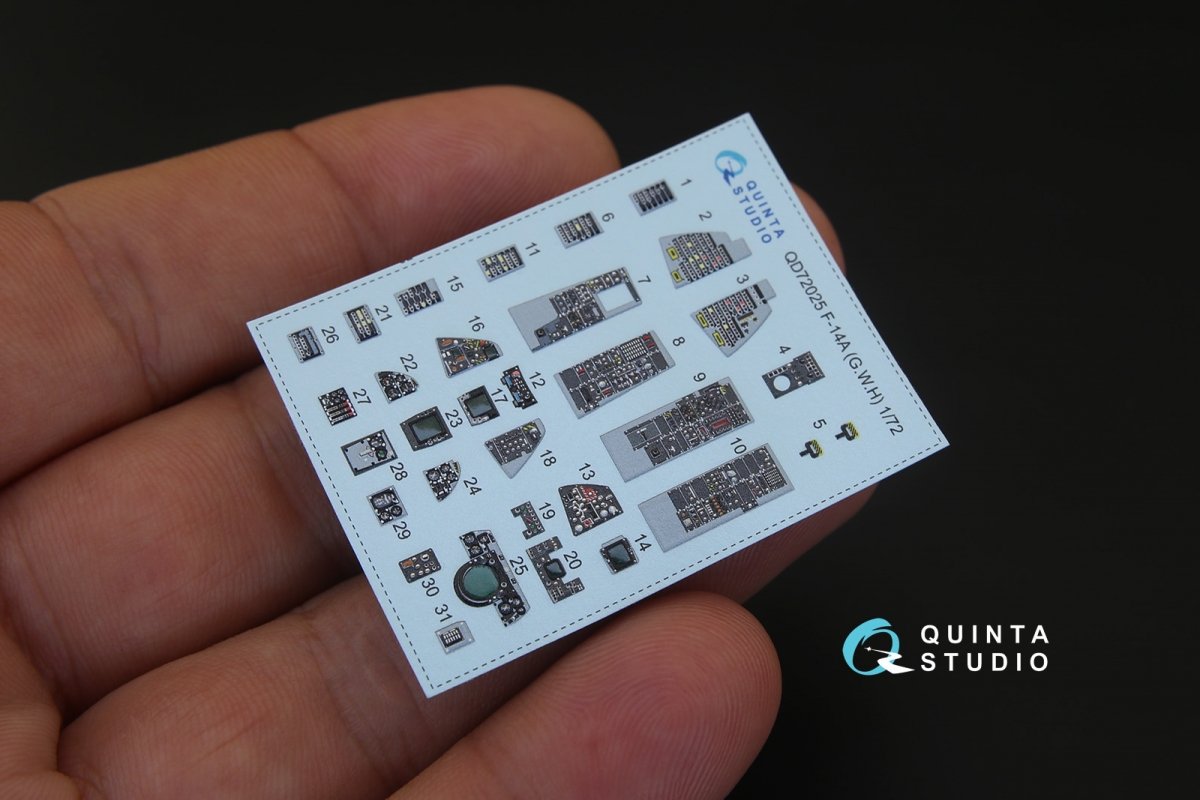 Quinta Studio QD72025 F-14A 3D-Printed &amp;amp; colored Interior on decal paper (for GWH kit) 1/72 – immagine 3