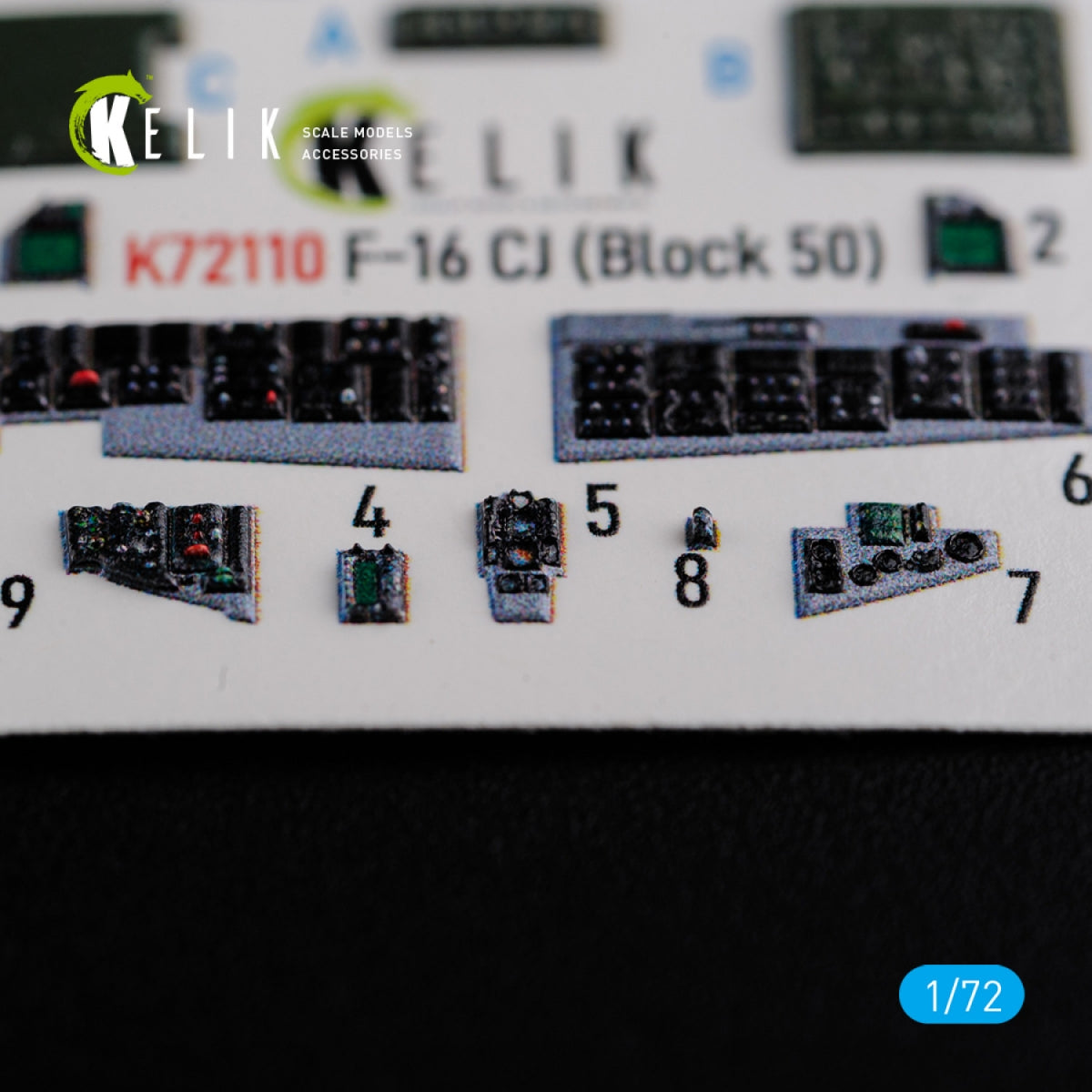 KELIK K72110 F-16 CJ (Block 50) interior 3D decals for Tamiya kit 1/72 – image 5